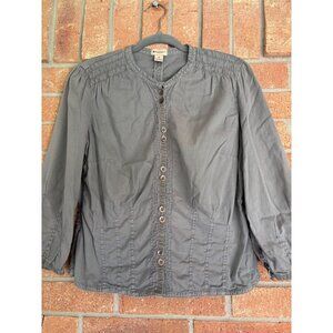 Anthropologie  Elevenses Button-Up Blouse With Ruched Details & Long Sleeves